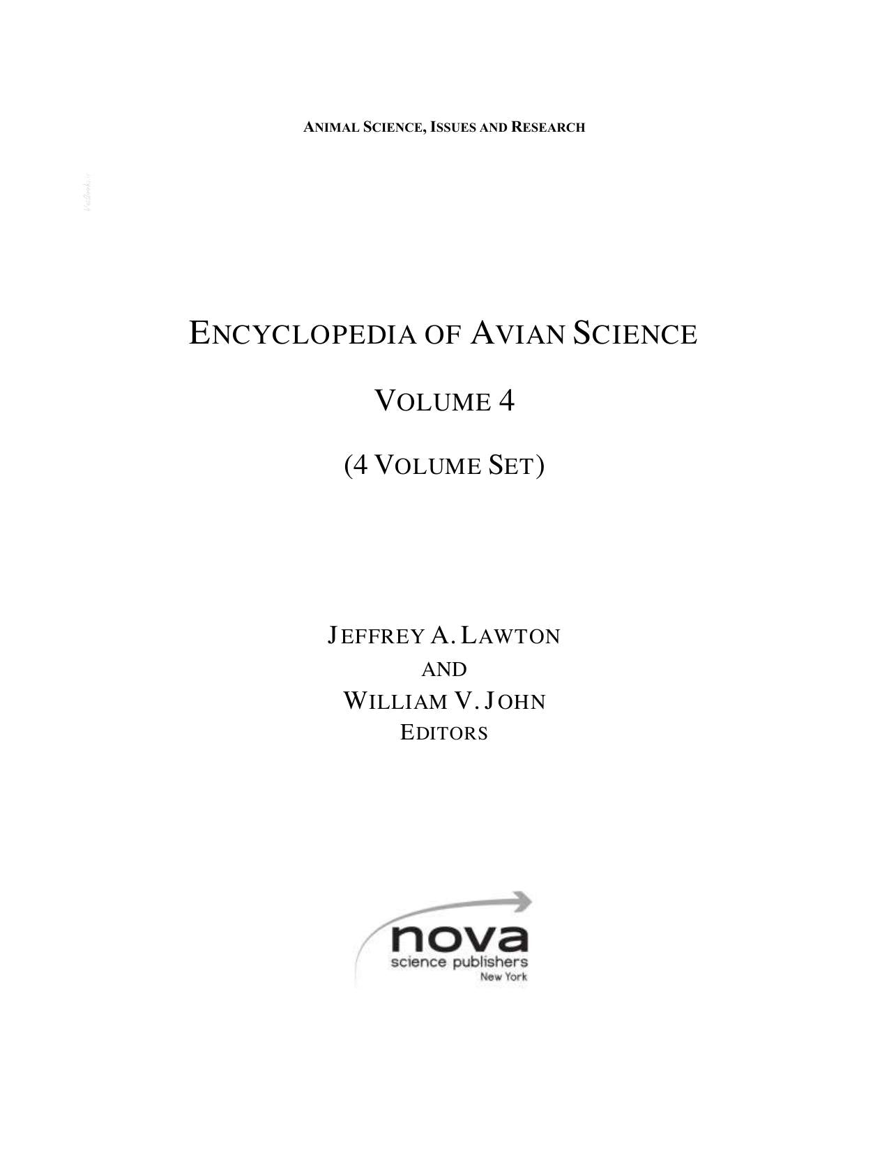 Encyclopedia Of Avian Science 4 Volume Set