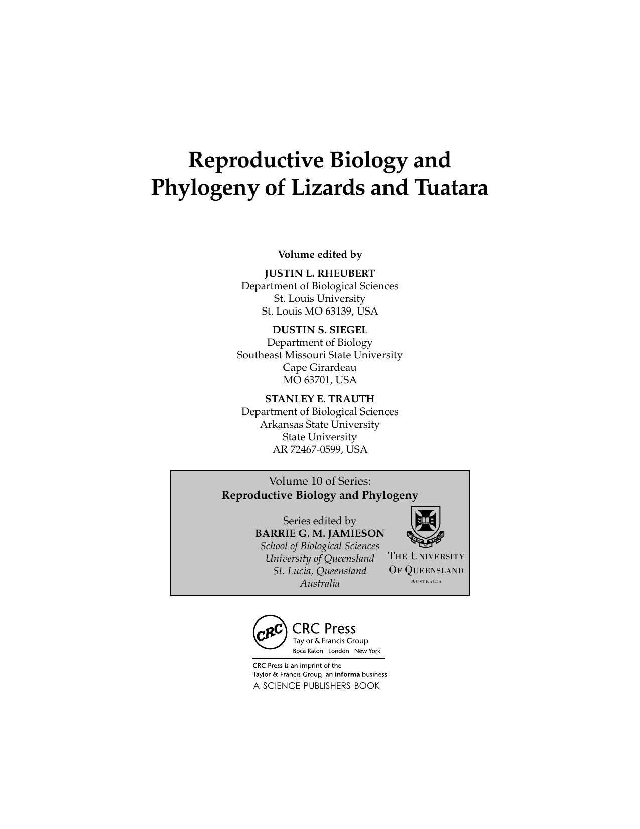 Reproductive Biology Ad Phylogeny Of Lizards And Tuatara