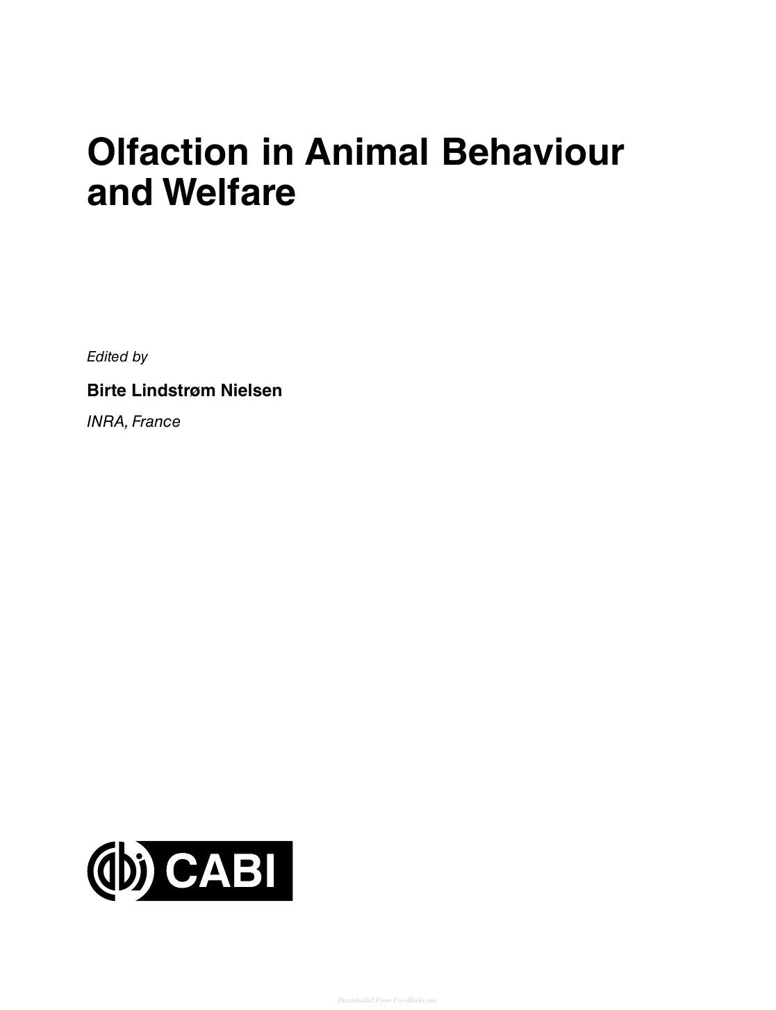 Olfaction In Animal Behaviour And Welfare