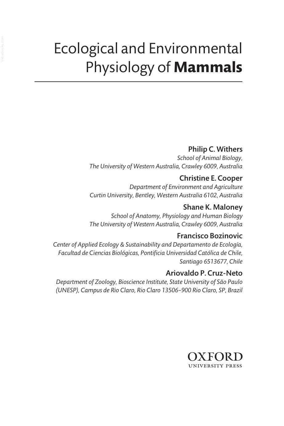 Ecological And Environmental Physiology Of Mammals
