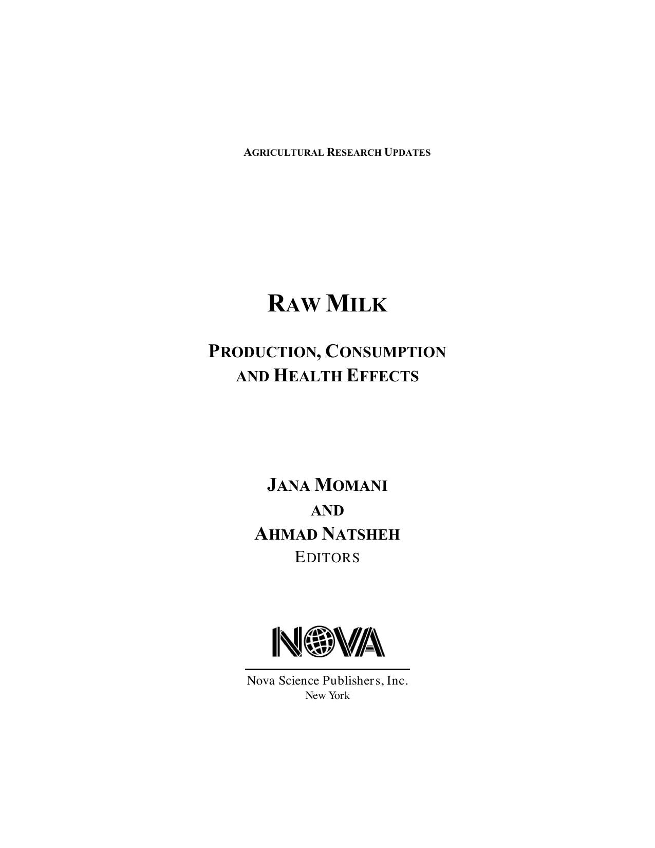 Raw Milk Production Consumption And Health Effects