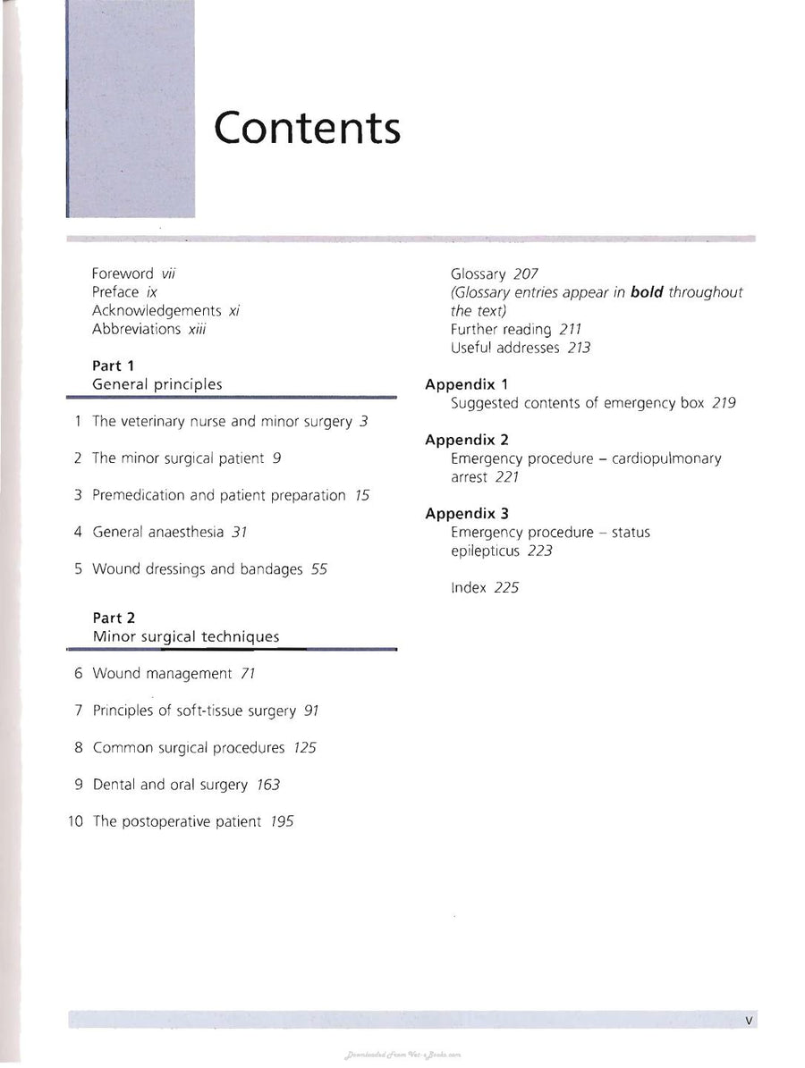 Preview page of Minor Veterinary Surgery a Handbook for Veterinary Nurses