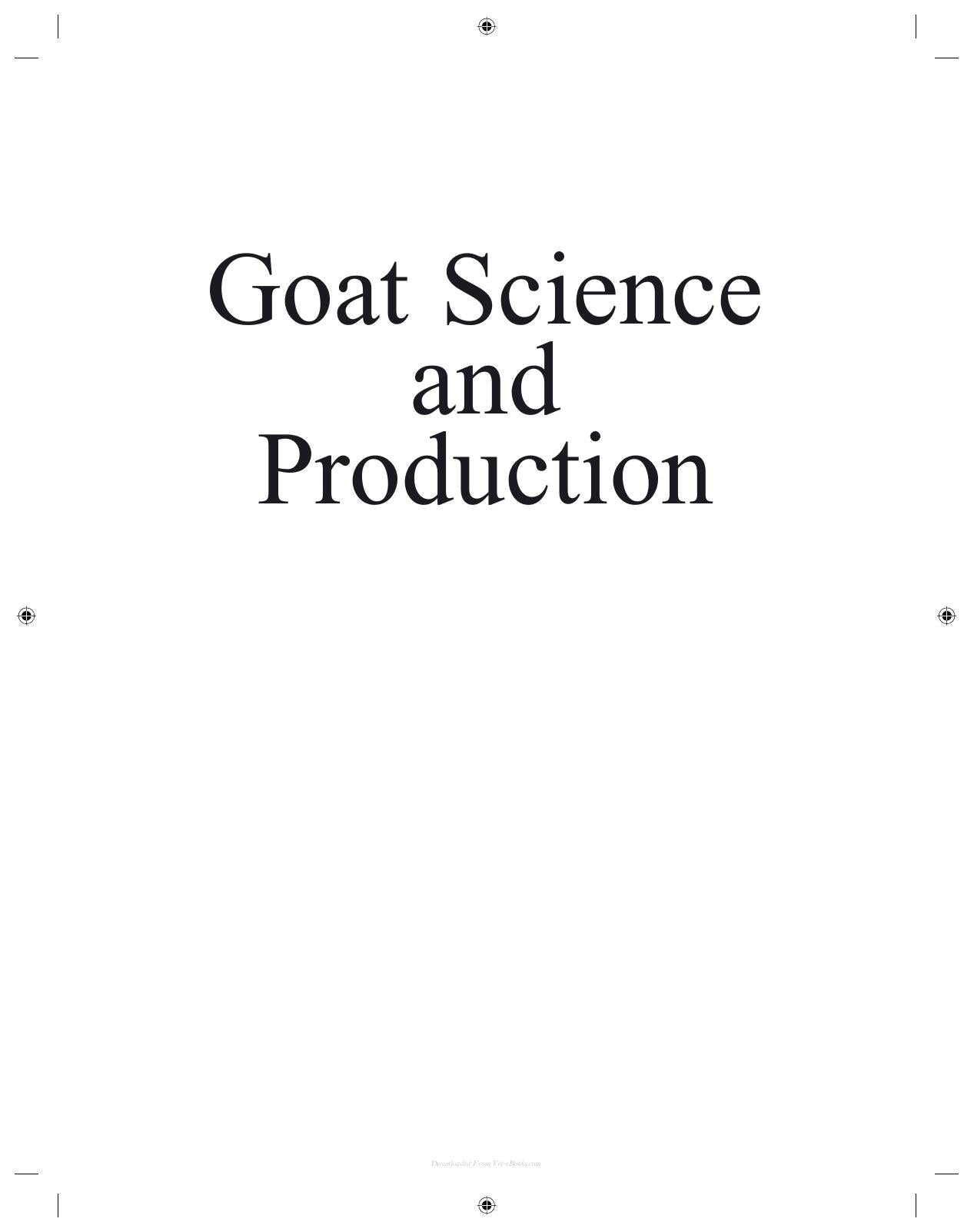Goat Science And Production