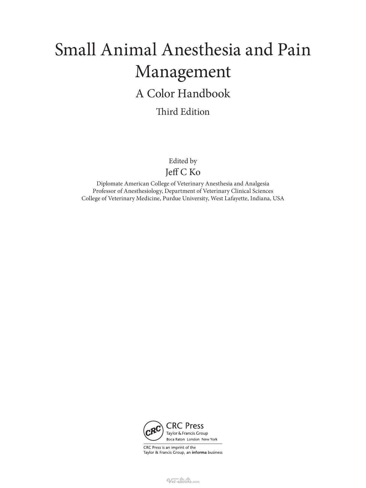 Small Animal Anesthesia And Pain Management A Color Handbook