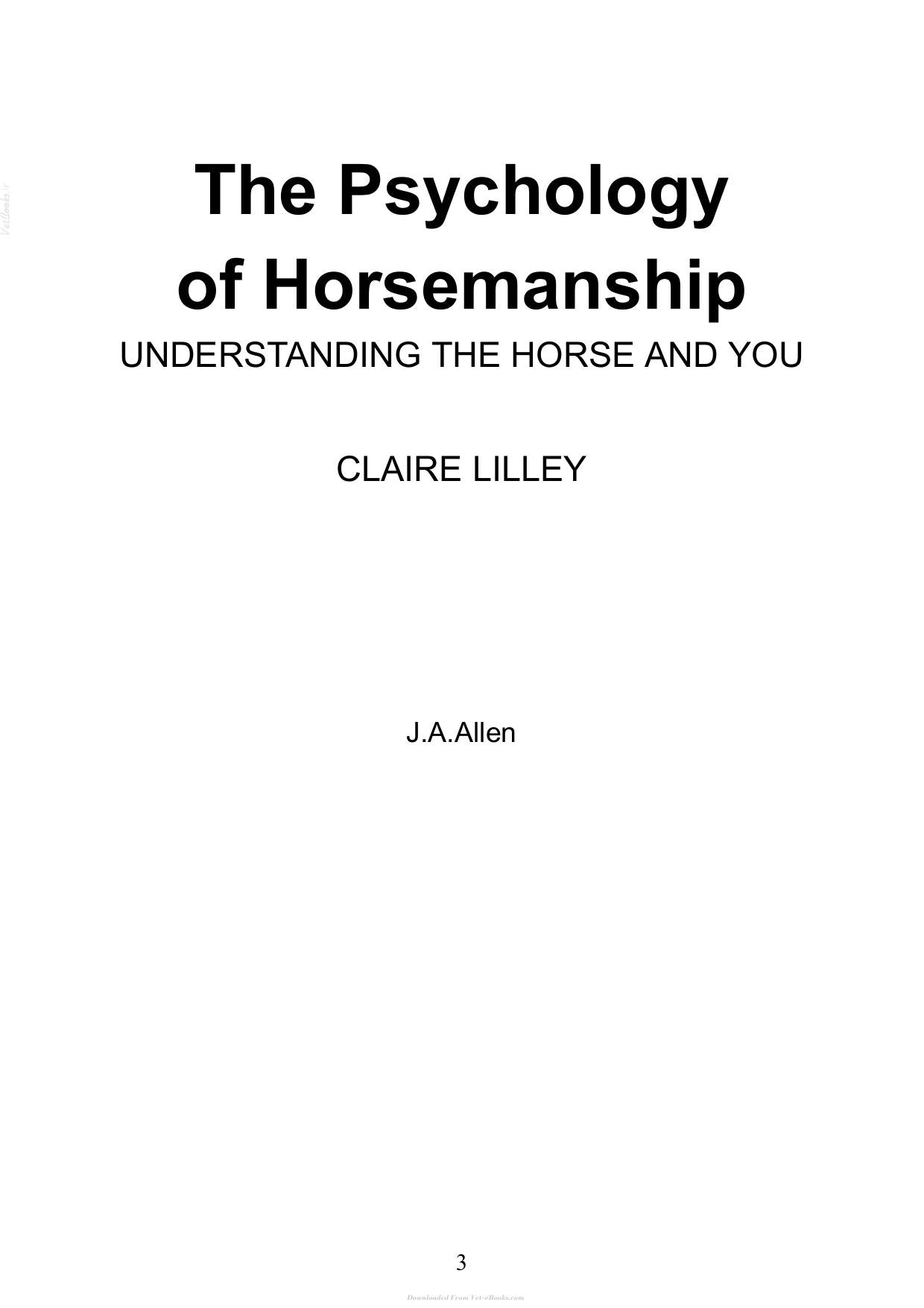 The Psychology Of Horsemanship Understanding The Horse And You
