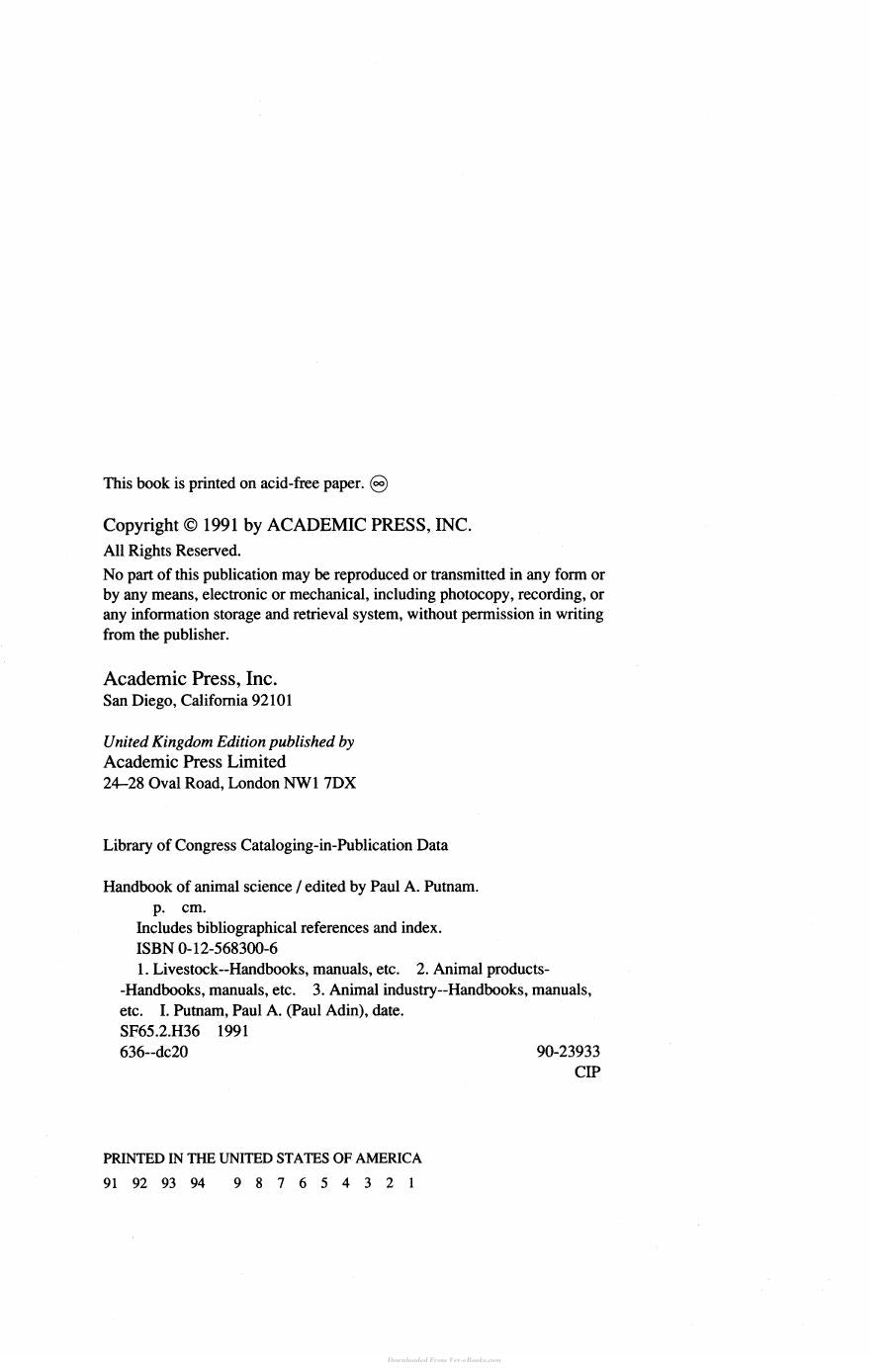 Handbook Of Animal Science