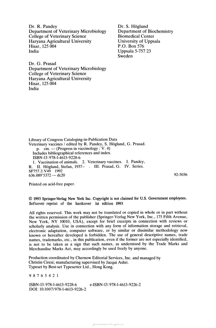 Progress In Vaccinology Volume 4 Veterinary Vaccines