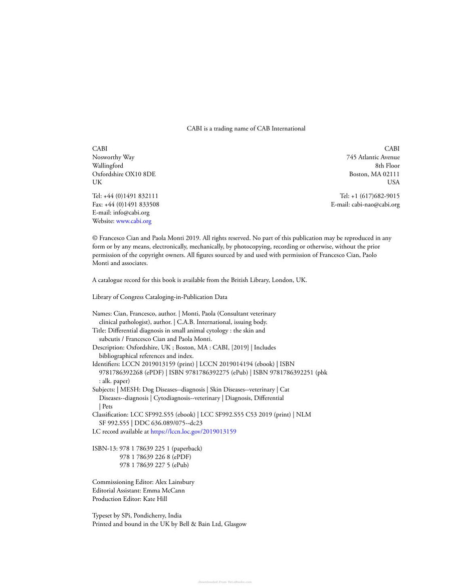 Preview page of Differential Diagnosis in Small Animal Cytology