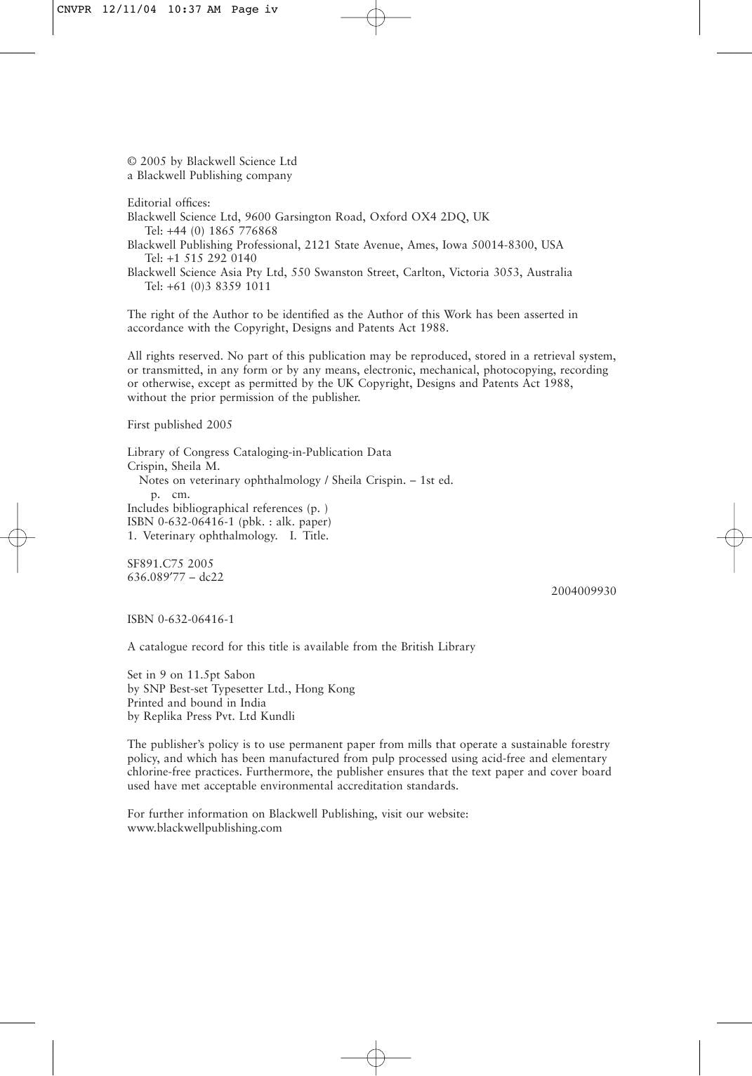 Notes On Veterinary Ophthalmology