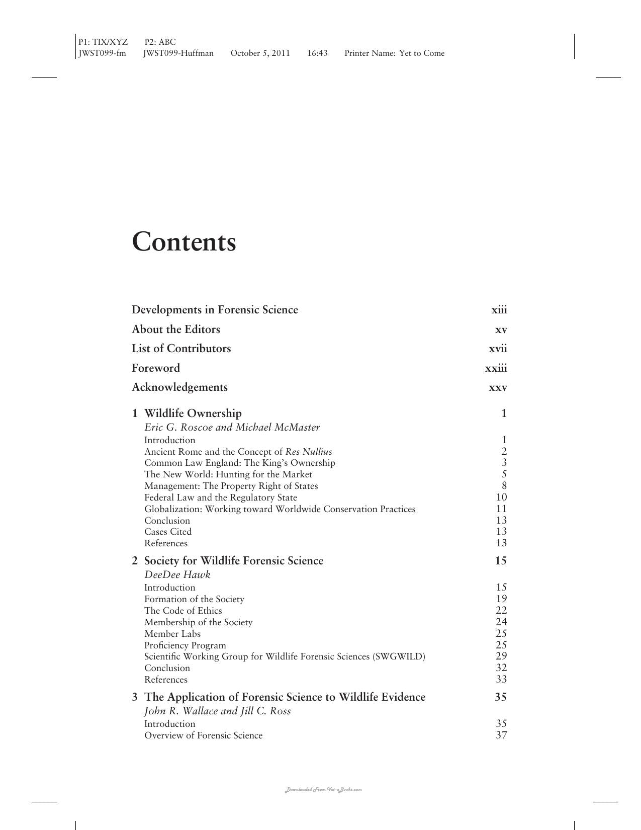 Wildlife Forensics Methods And Application