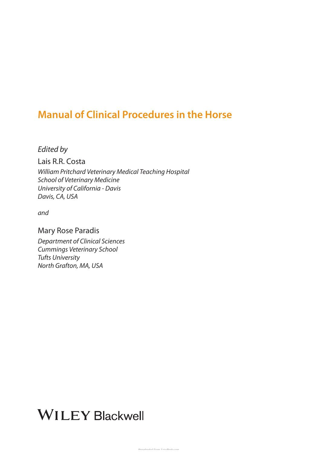 Manual Of Clinical Procedures In The Horse