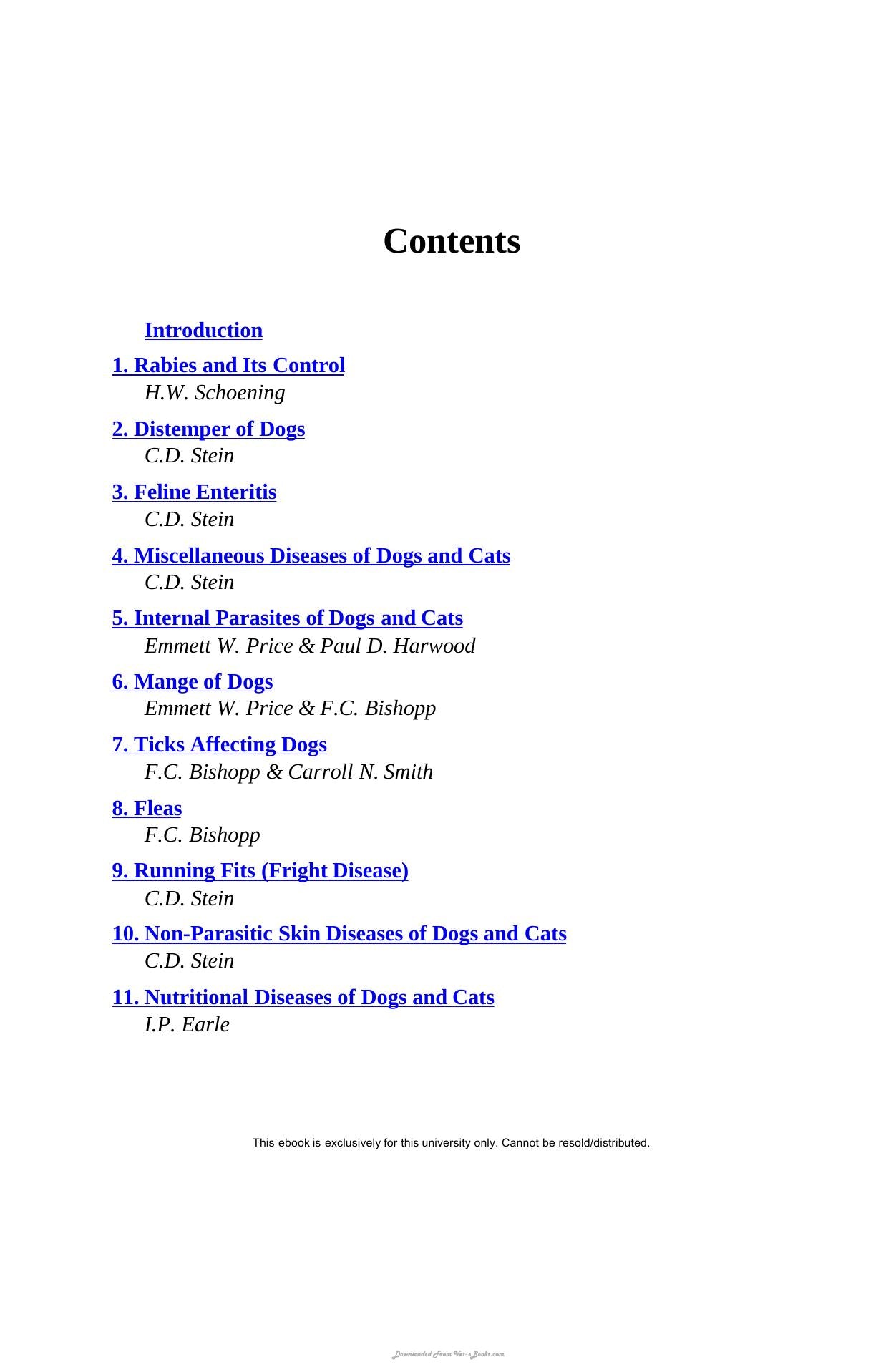 Diseases And Parasites Of Dogs And Cats
