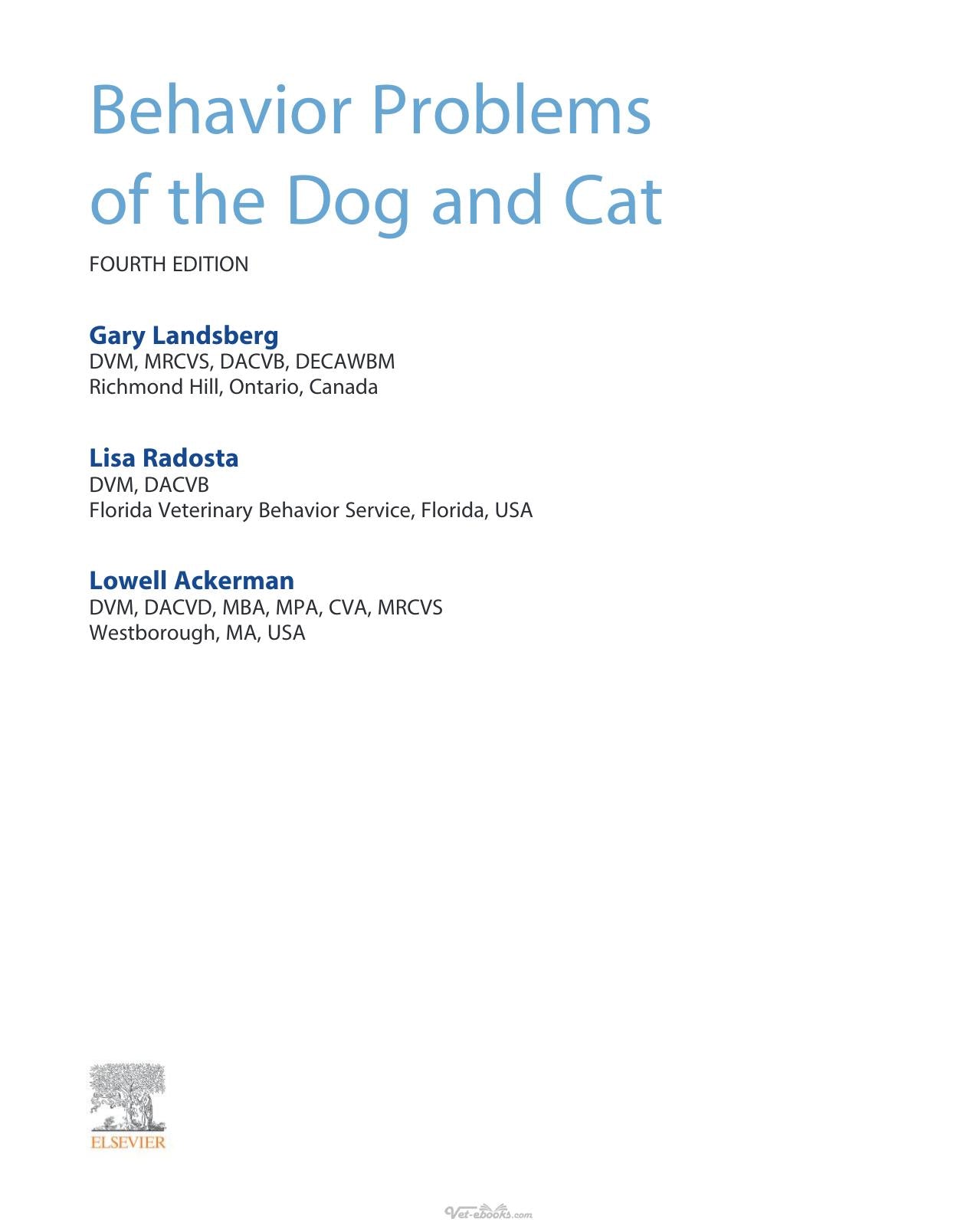 Behavior Problems Of The Dog And Cat 4Th Edition