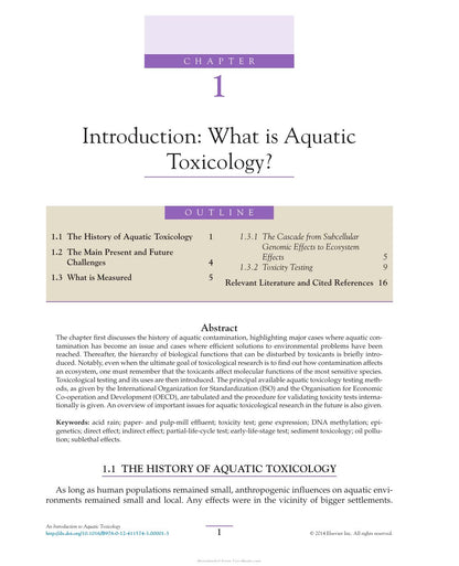 An Introduction to Aquatic Toxicology Pdf