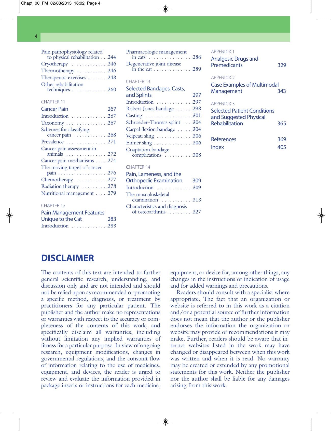 Pain Management In Small Animal Medicine