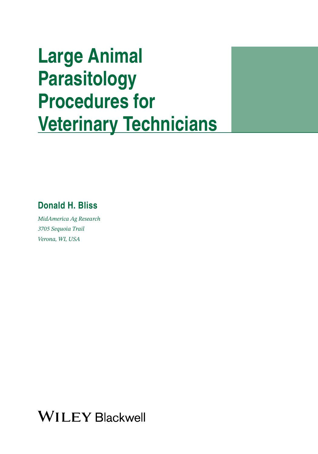 Donald Large Animal Parasitology Procedures for Veterinary Technicians