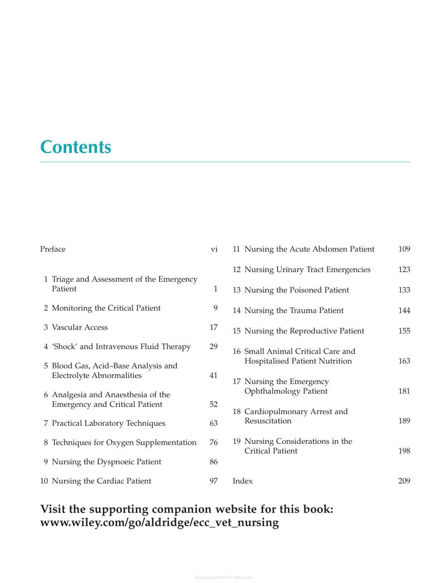 Preview page of Practical Emergency and Critical Care Veterinary Nursing