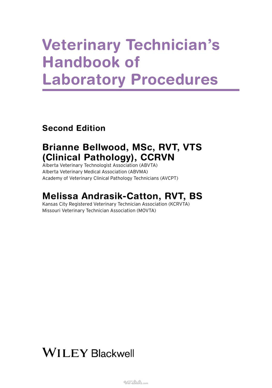 Preview page of Veterinary Technician’s Handbook of Laboratory Procedures 2nd Edition