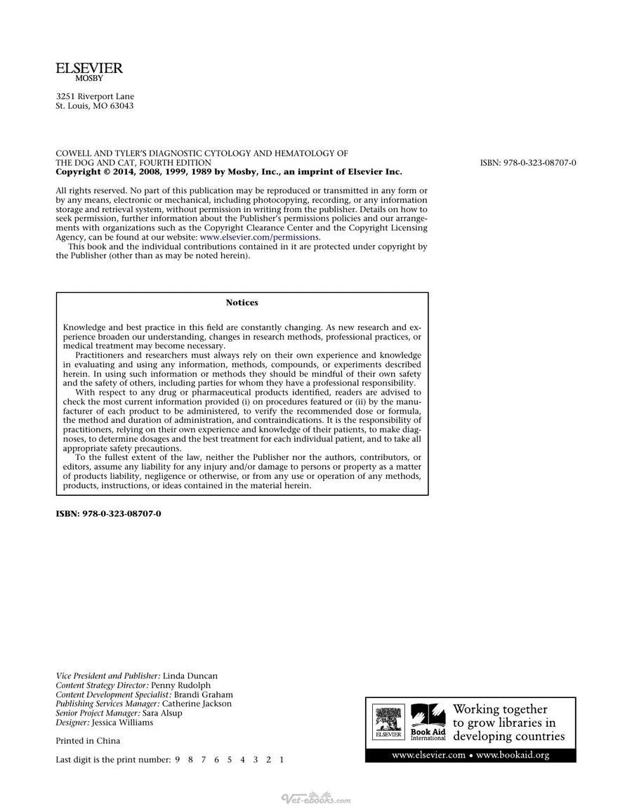 Preview page of Cowell and Tylers Diagnostic Cytology and Hematology of the Dog and Cat 5th Edition