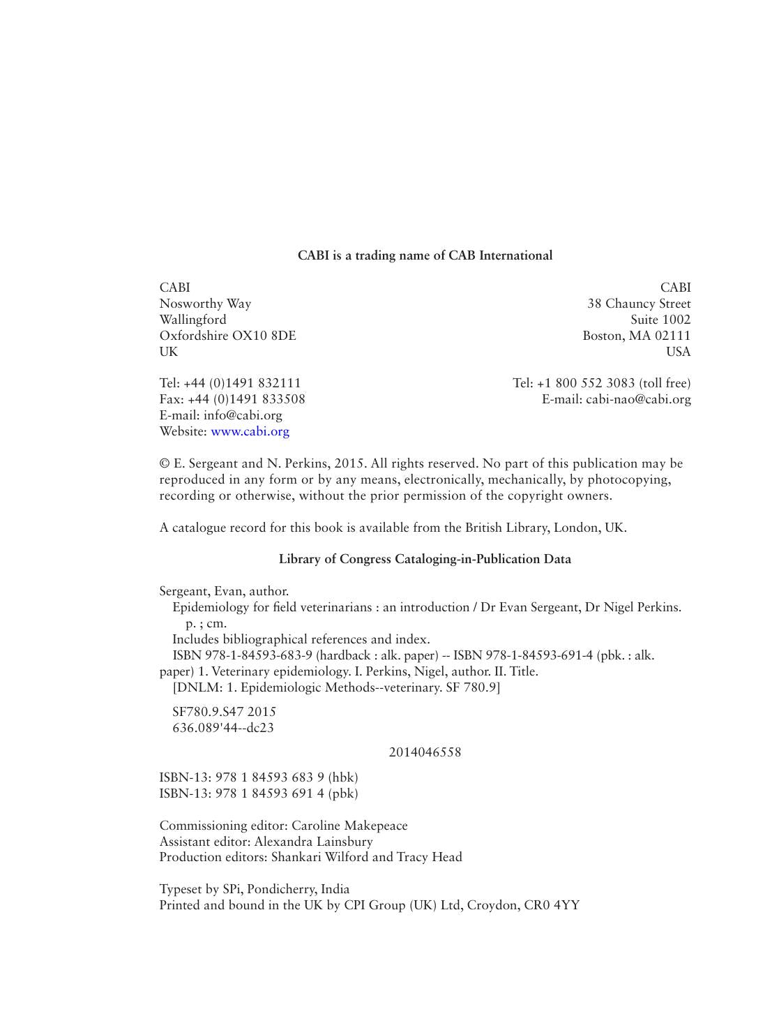 Epidemiology For Field Veterinarians An Introduction