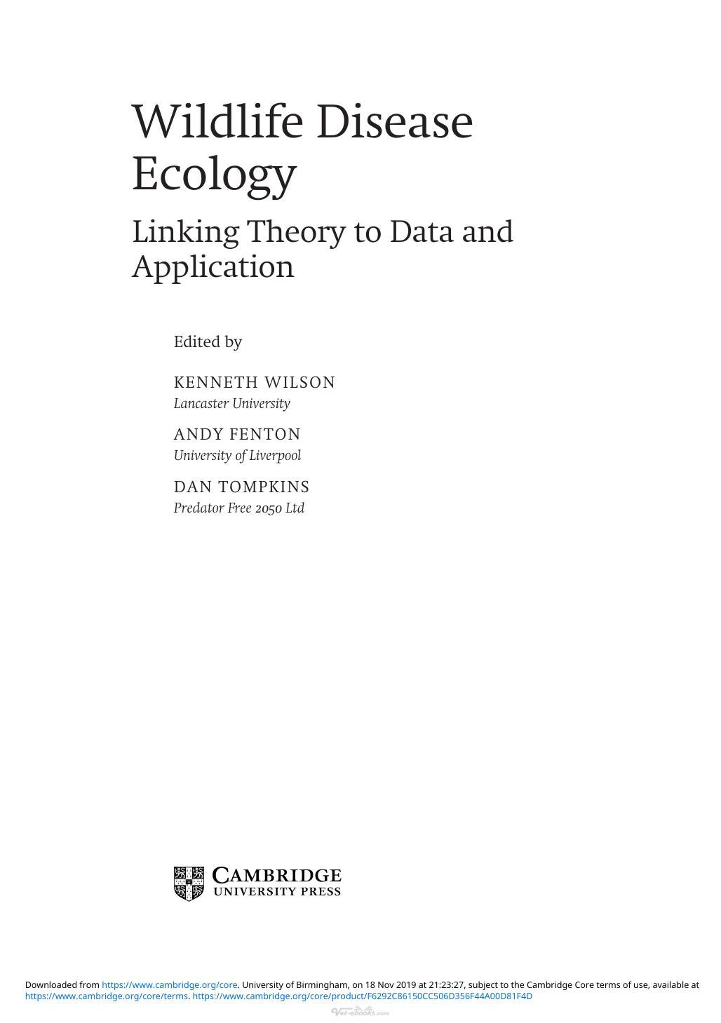 Wildlife Disease Ecology
