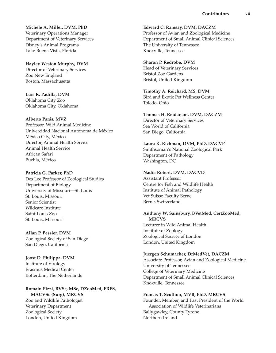 Preview page of Zoo and Wild Animal Medicine Current Therapy 6th Edition