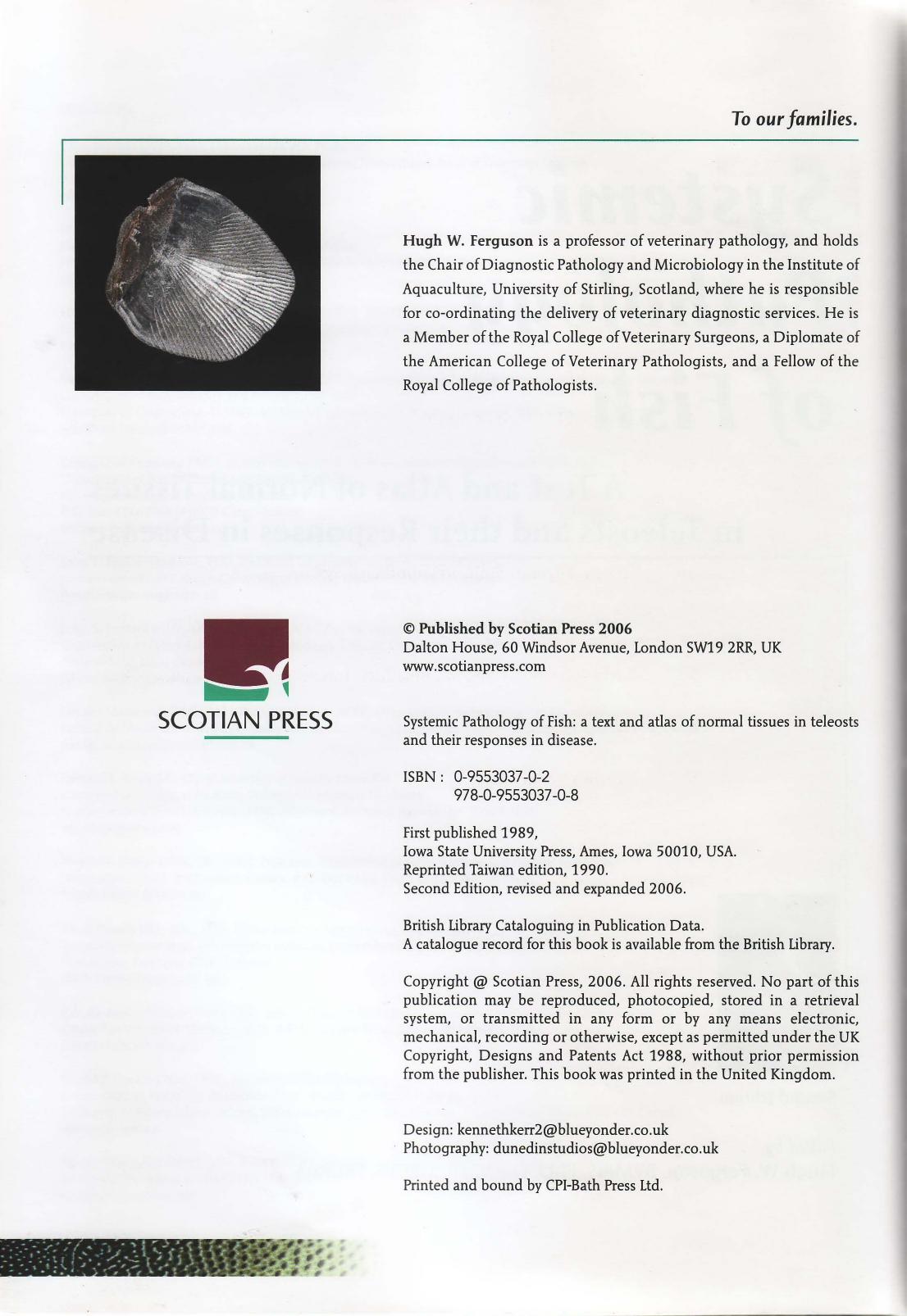 Systemic Pathology Of Fish A Text And Atlas Of Normal Tissues In Teleosts And Their Response In Disease 2nd Edition