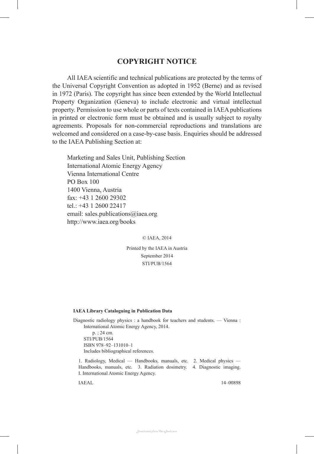 Diagnostic Radiology Physics A Handbook For Teachers And Students