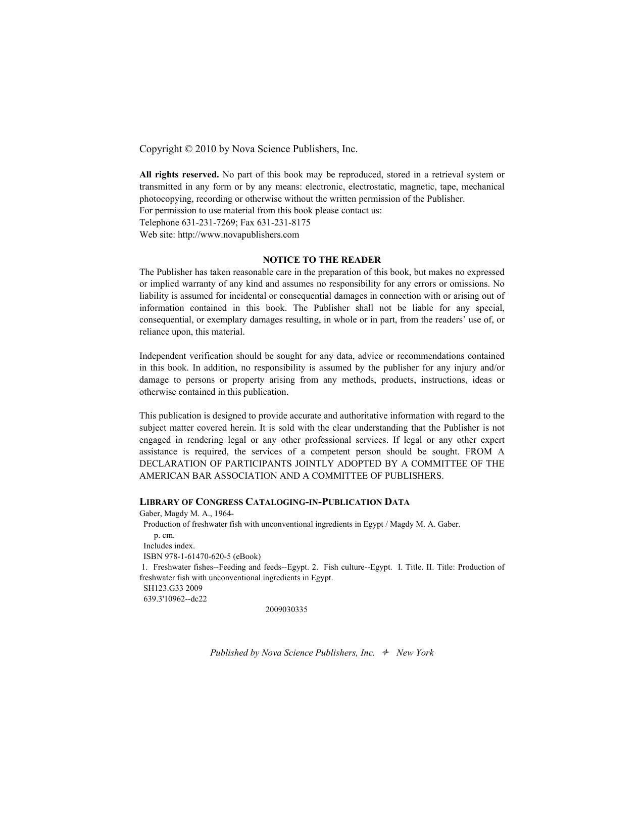 Production Of Freshwater Fish With Unconventional Ingredients In Egypt
