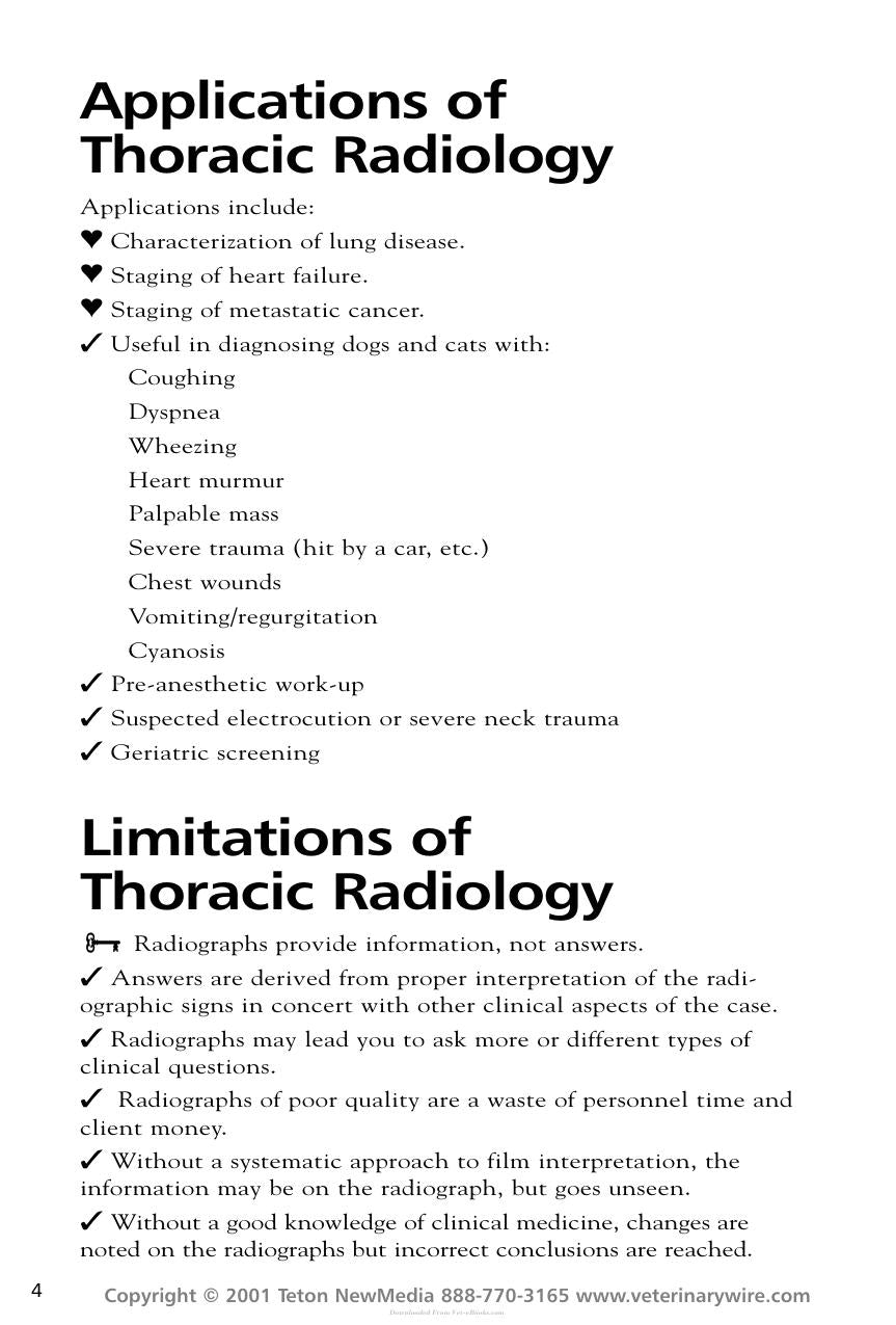 Thoracic Radiology For The Small Animal Practitioner