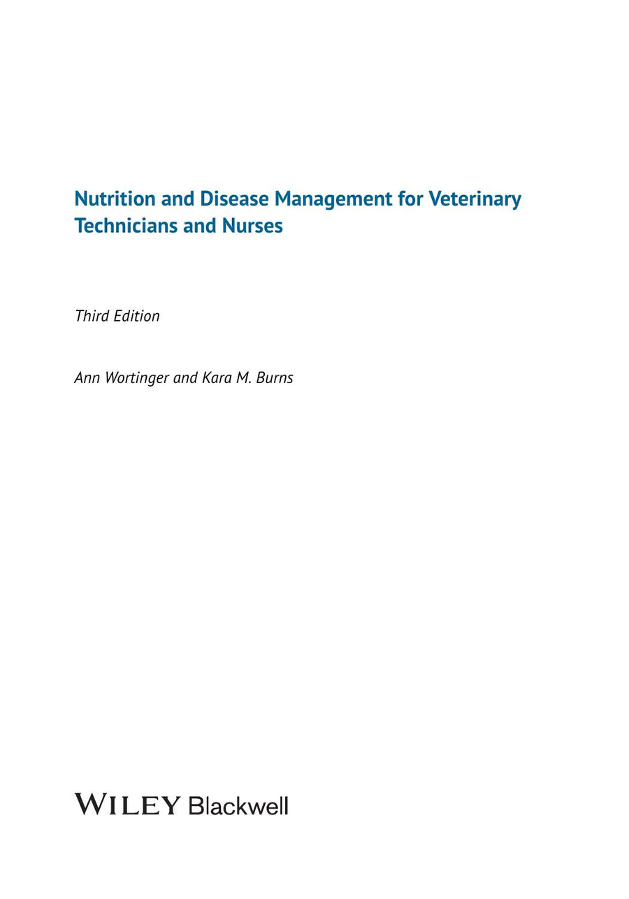 Preview page of Nutrition and Disease Management for Veterinary Technicians and Nurses