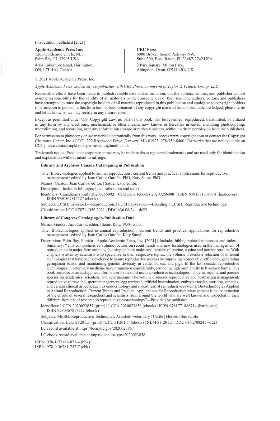 Biotechnologies Applied to Animal Reproduction Current Trends and Practical Applications for Reproductive Management