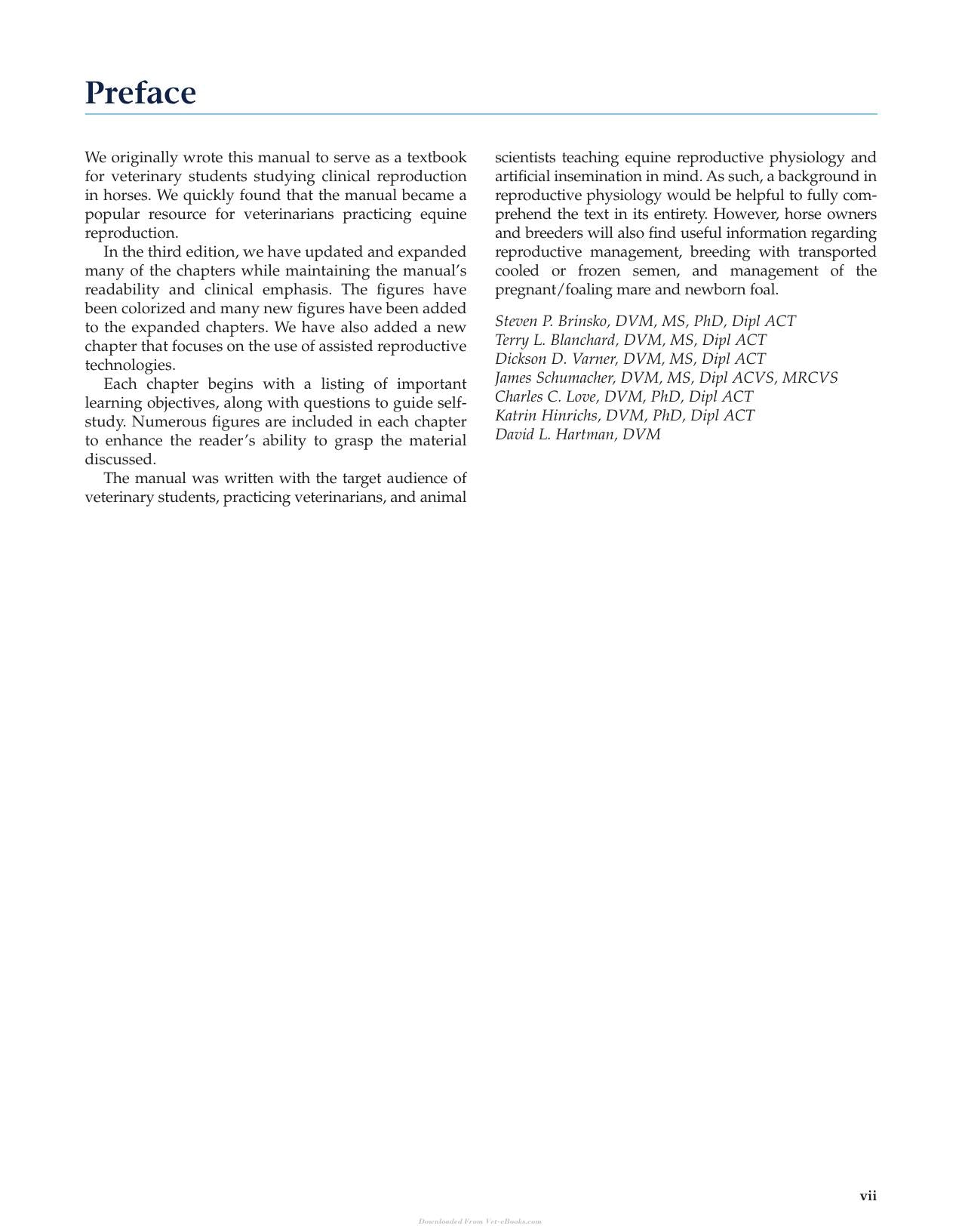 Manual Of Equine Reproduction 3Rd Edition