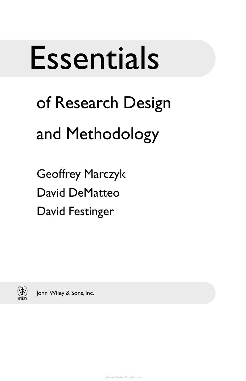 Essentials Of Research Design And Methodology