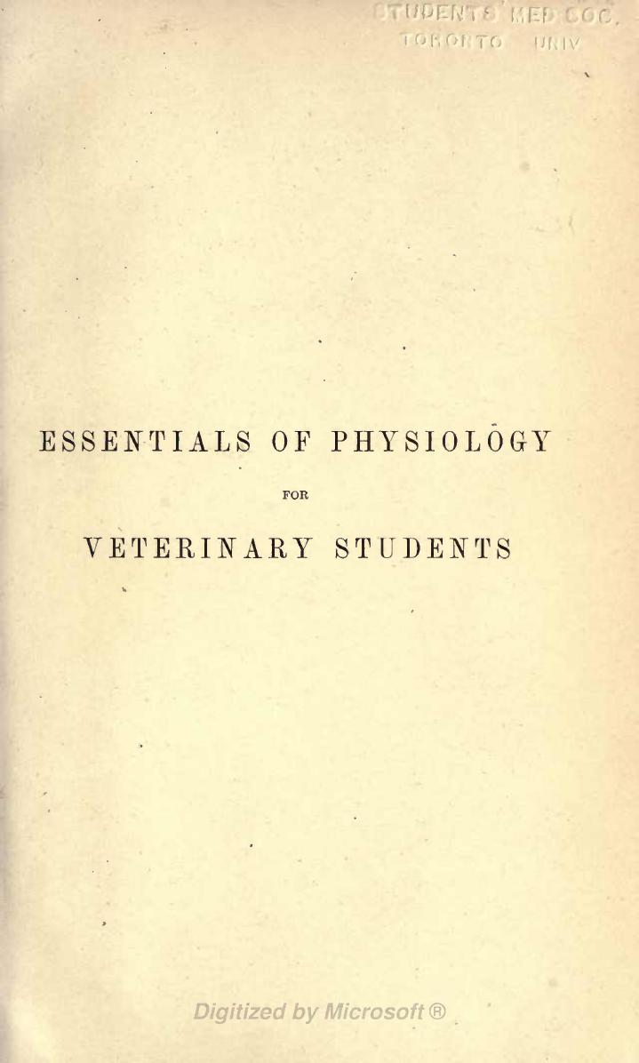 Essentials Of Physiology For Veterinary Students