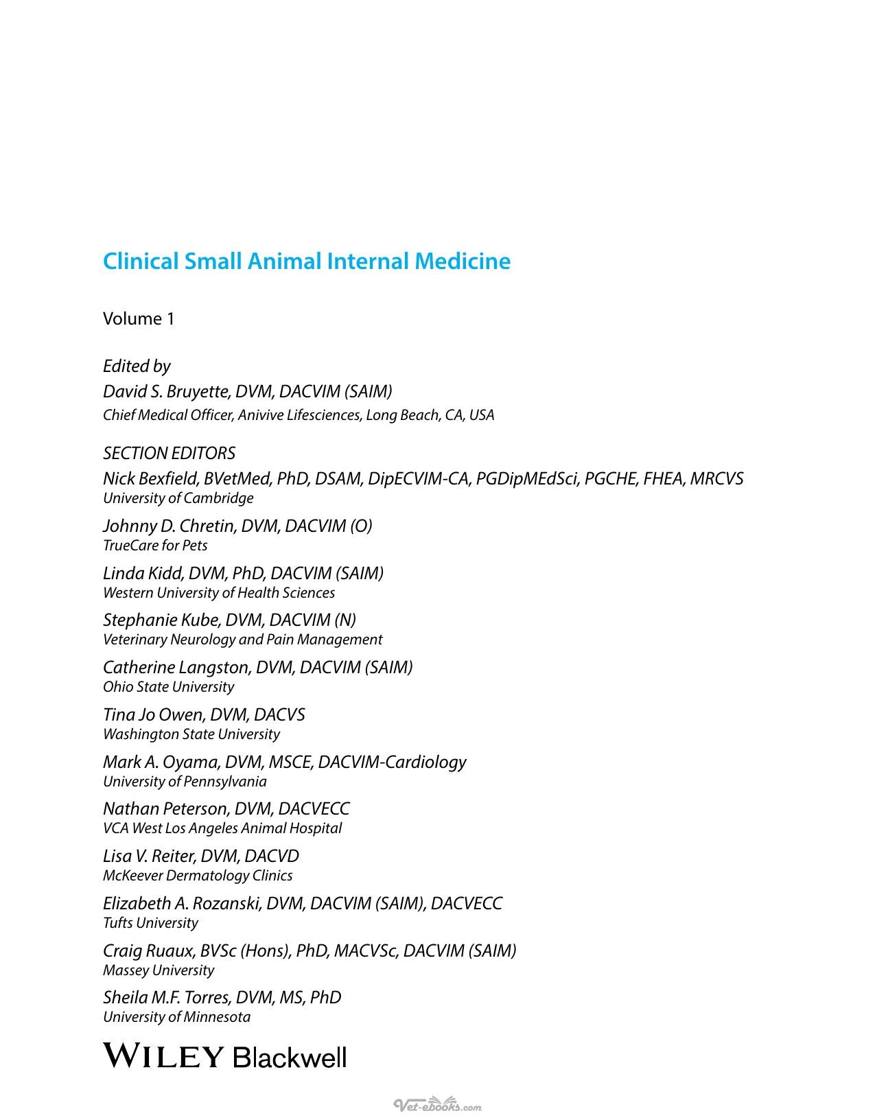 Clinical Small Animal Internal Medicine 2 Volume Set