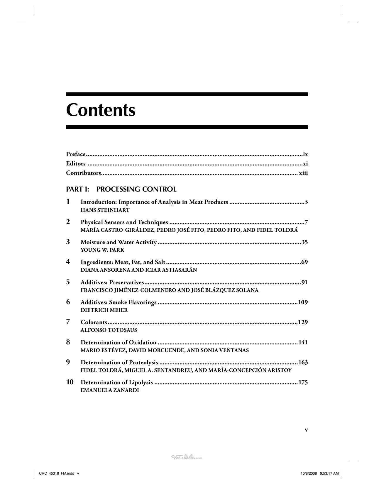 Handbook Of Processed Meats And Poultry Analysis