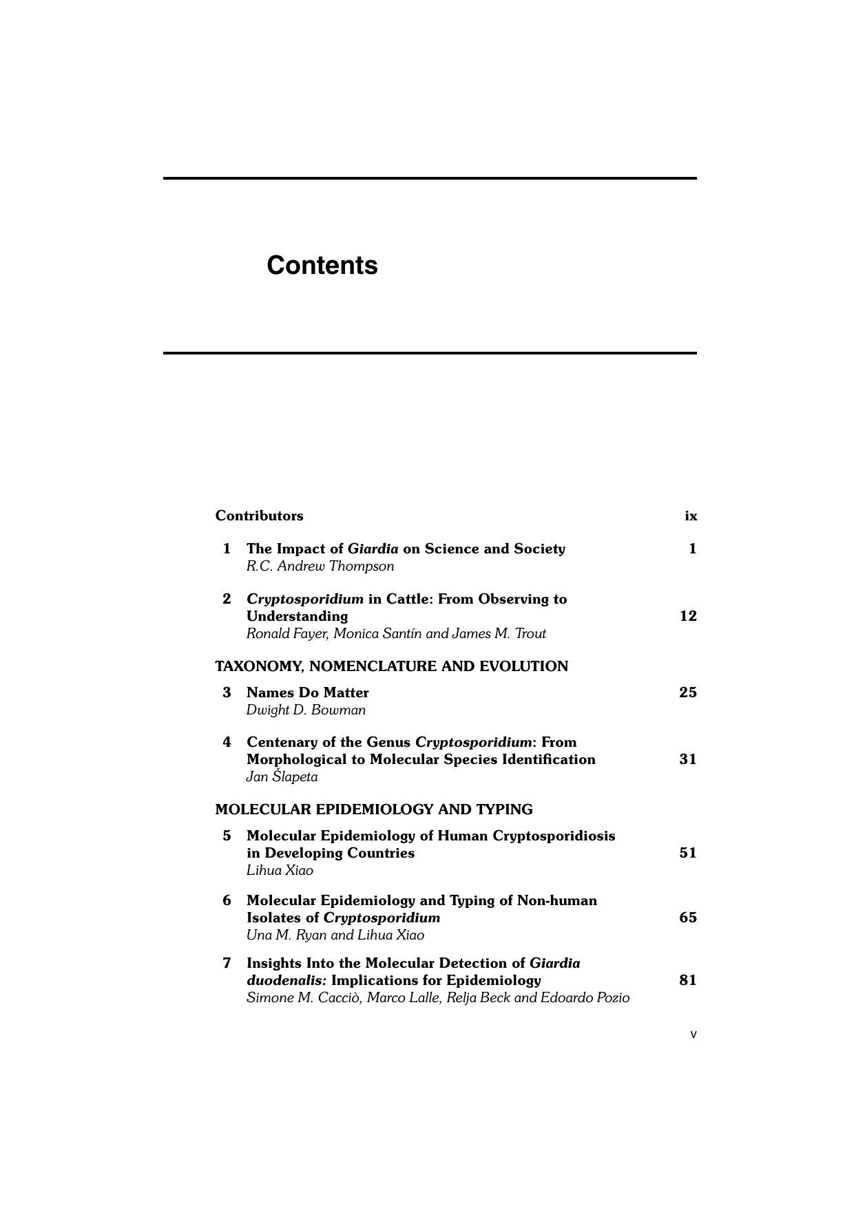 Giardia And Cryptosporidium From Molecules To Disease