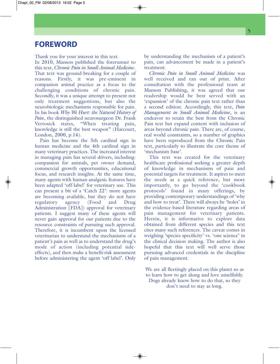 Preview page of Pain Management in Small Animal Medicine