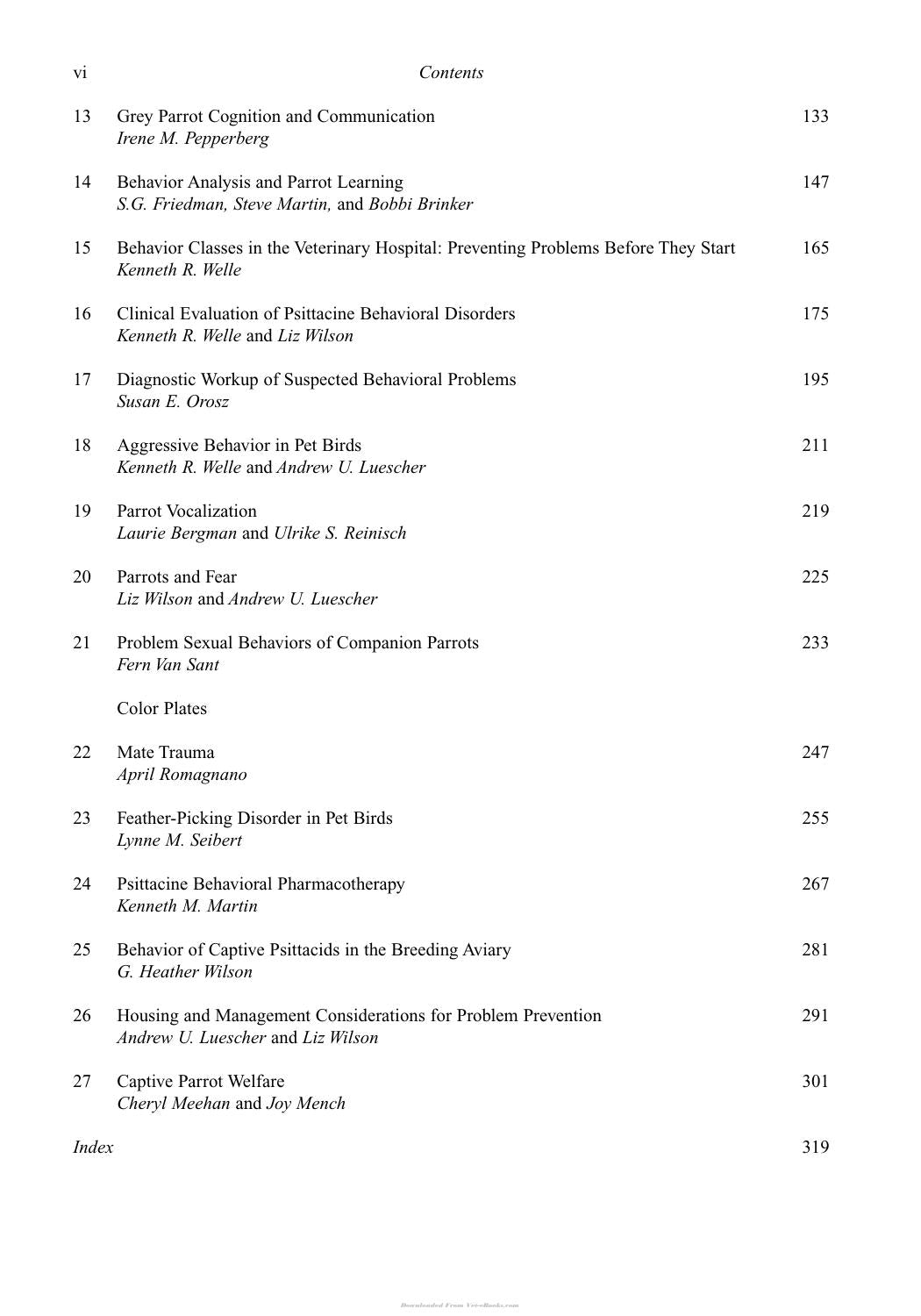 Manual Of Parrot Behavior