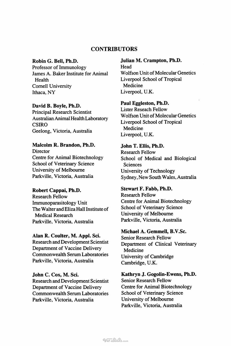 Animal Parasite Control Utilizing Biotechnology