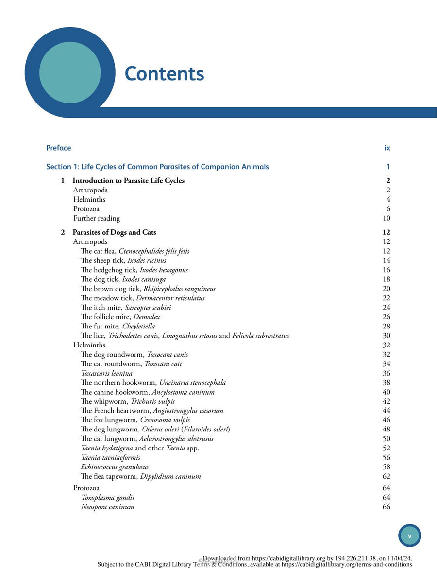 Preview page of A Colour Atlas of Companion Animal Parasites Life Cycles and Morphological Identification