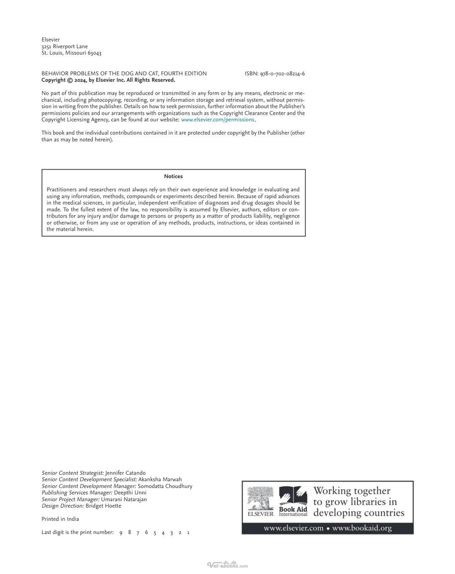 Preview page of Behavior Problems of the Dog and Cat 4th Edition