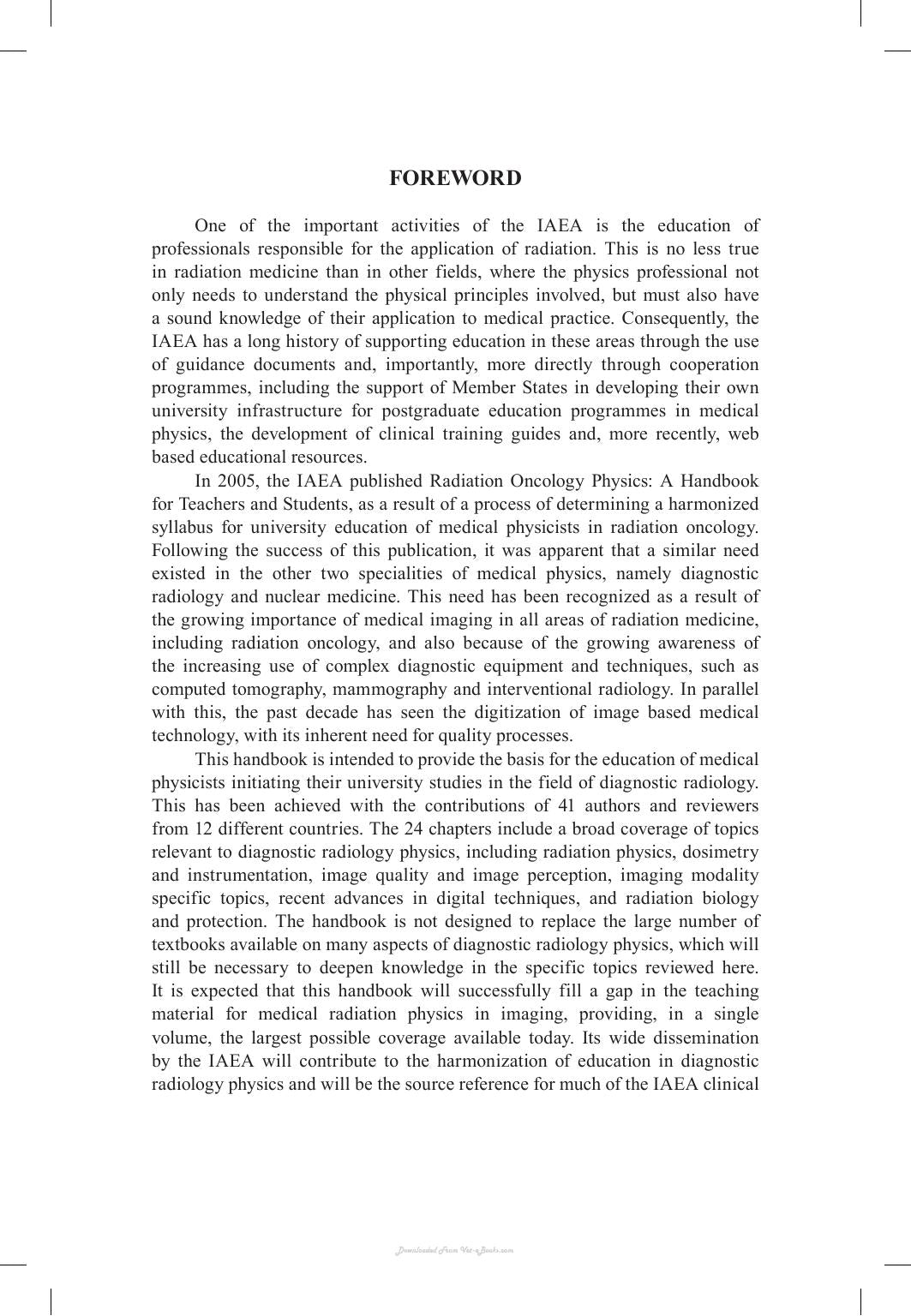 Diagnostic Radiology Physics A Handbook For Teachers And Students
