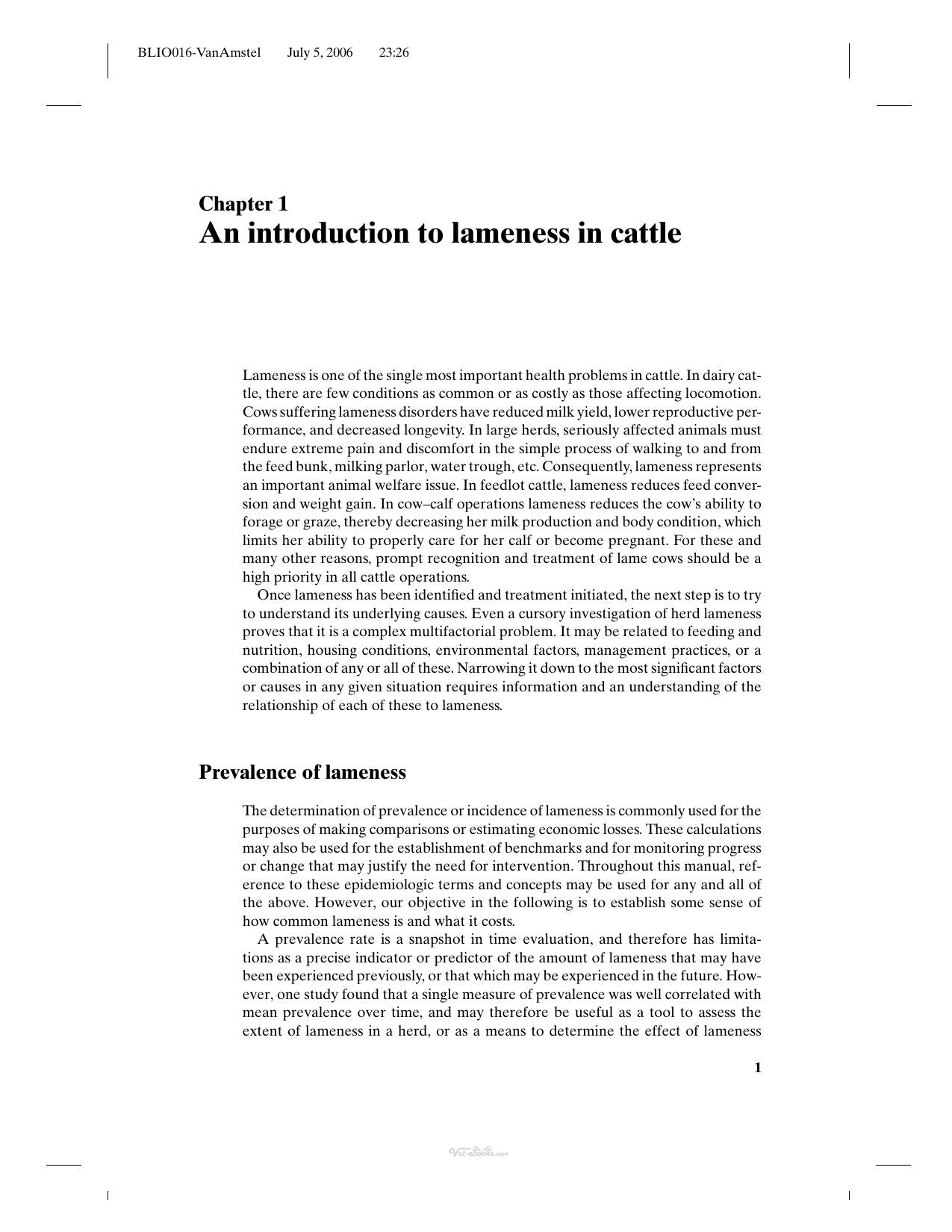 Manual For Treatment And Control Of Lameness In Cattle
