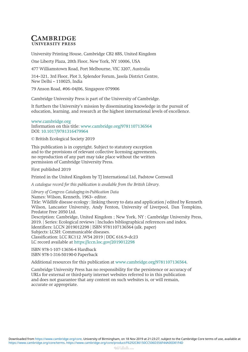 Wildlife Disease Ecology
