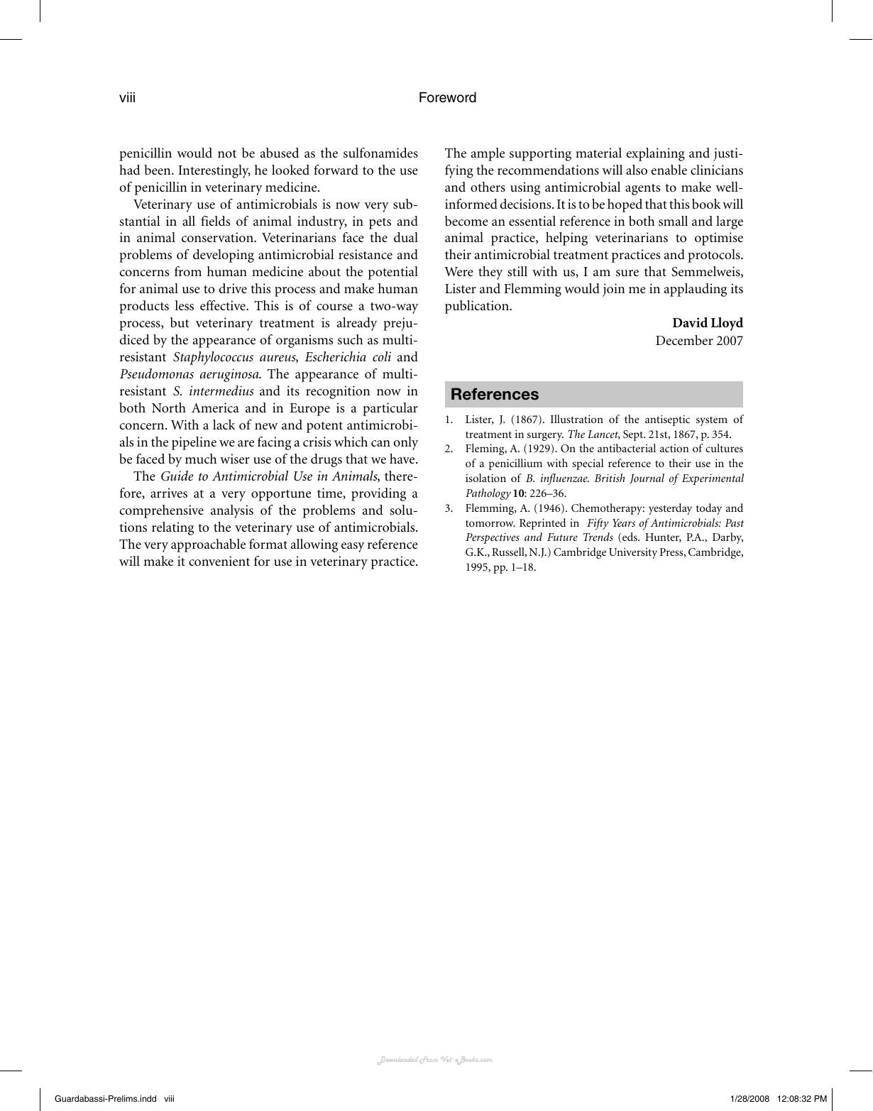 Guide To Antimicrobial Use In Animals
