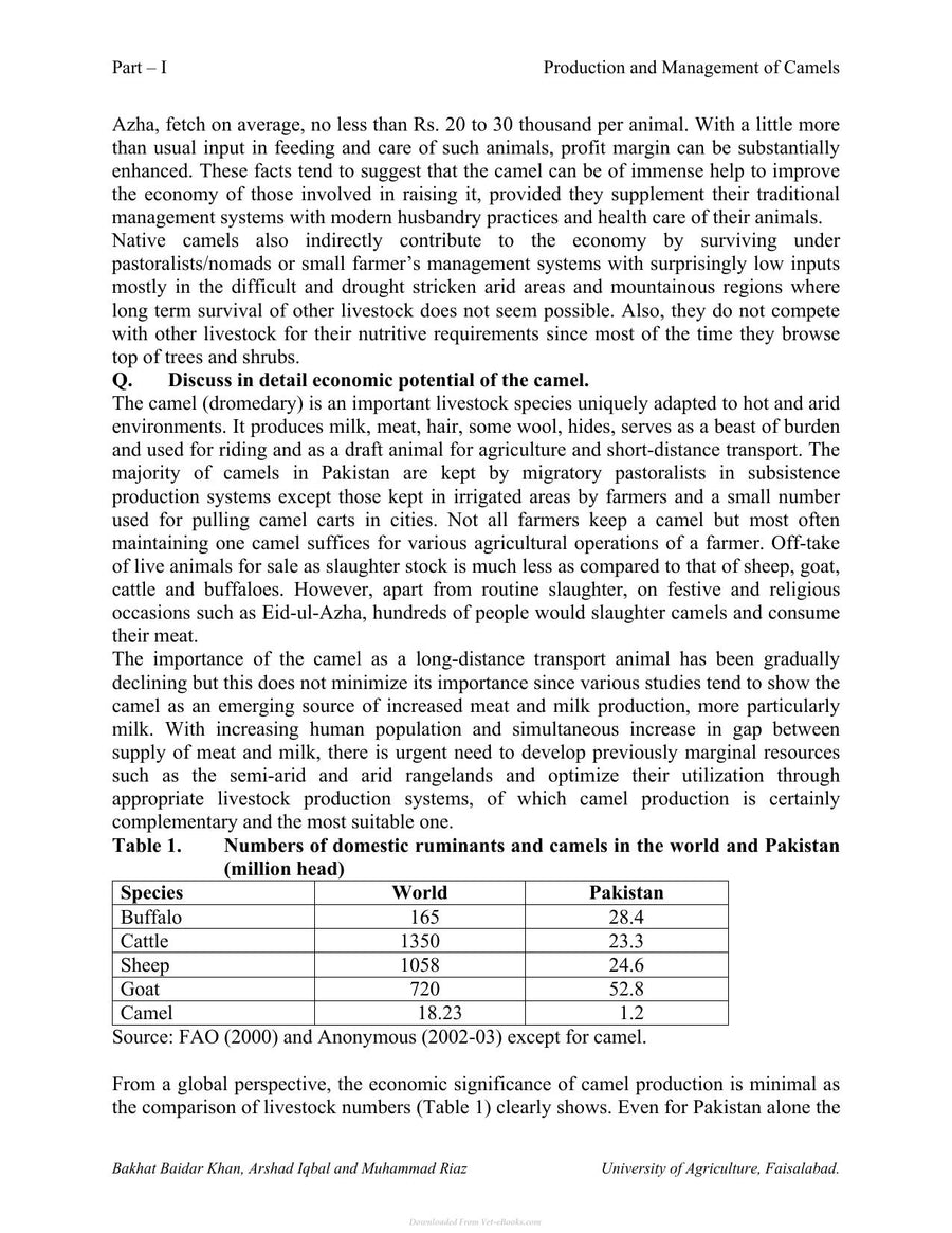 Preview page of Production and Management of Camels