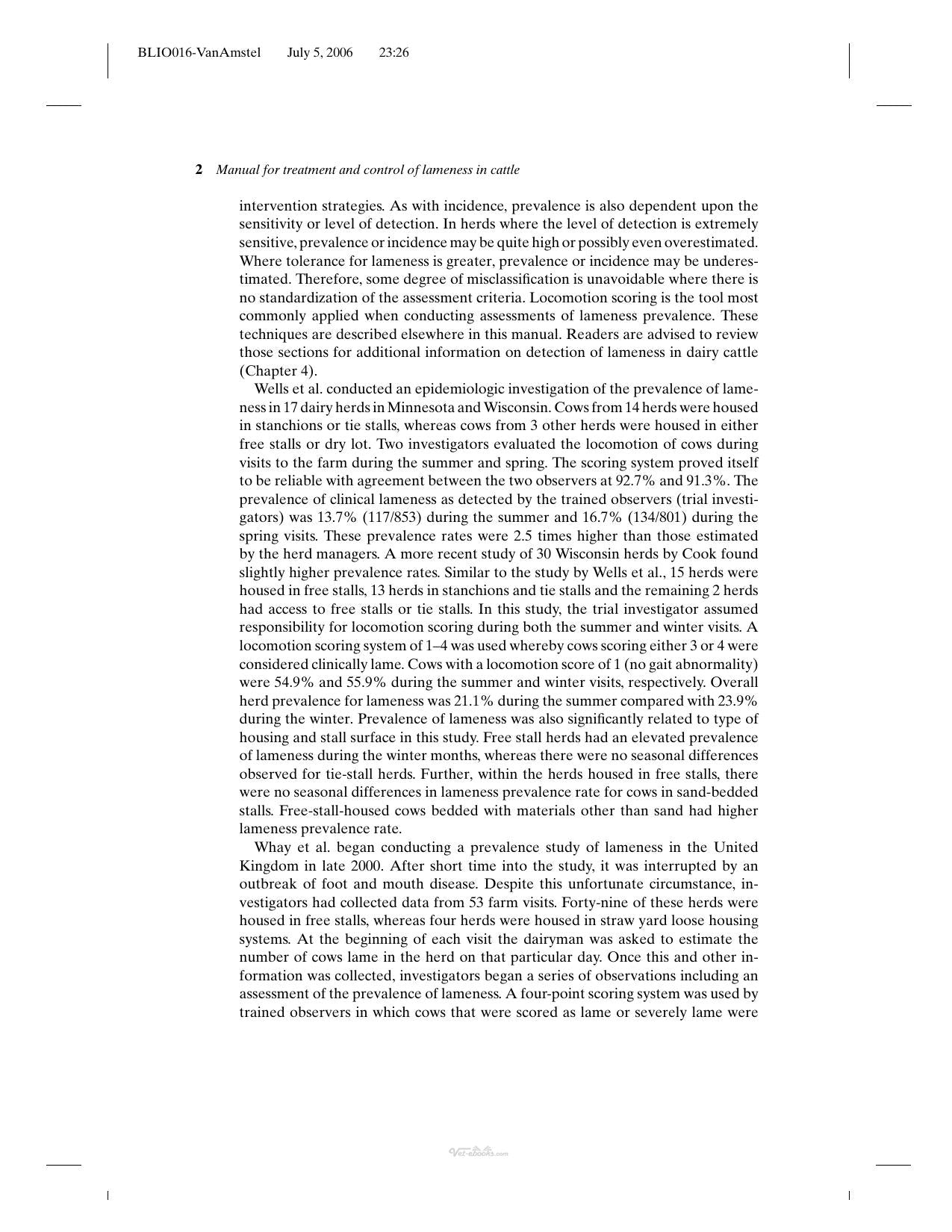 Manual For Treatment And Control Of Lameness In Cattle