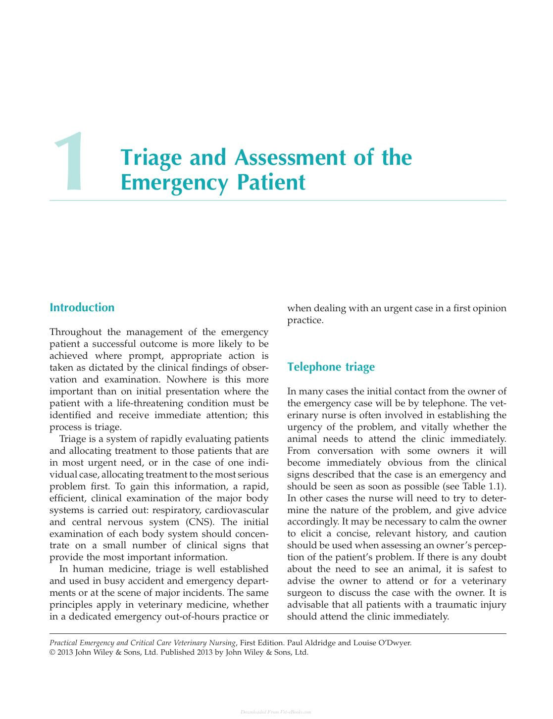 Practical Emergency And Critical Care Veterinary Nursing